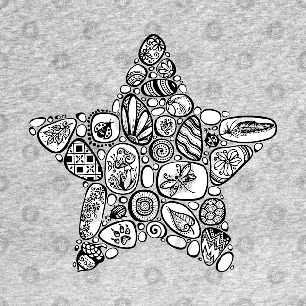 Decorative Star Symbol from Sea Pebbles with Ornaments by lissantee